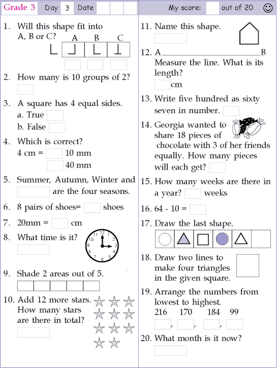 Grade 3 Mental Math Worksheets