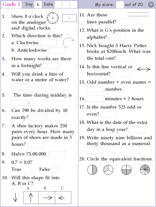 maths worksheets grade 5